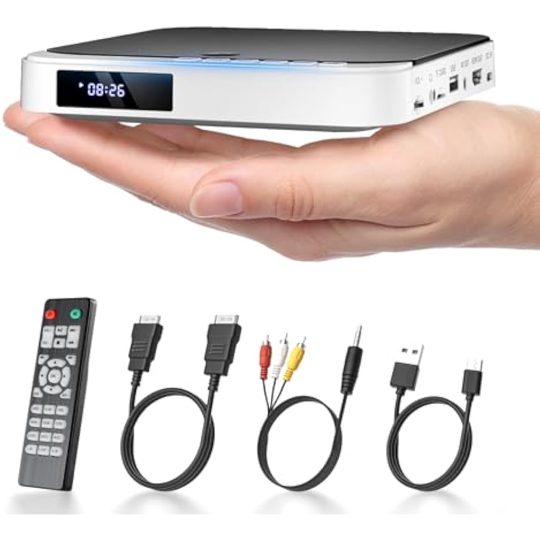 DESOBRY Mini DVD Player - HDMI, 1080P HD Compact DVD Player for Smart TV, All Region Free, AV Output