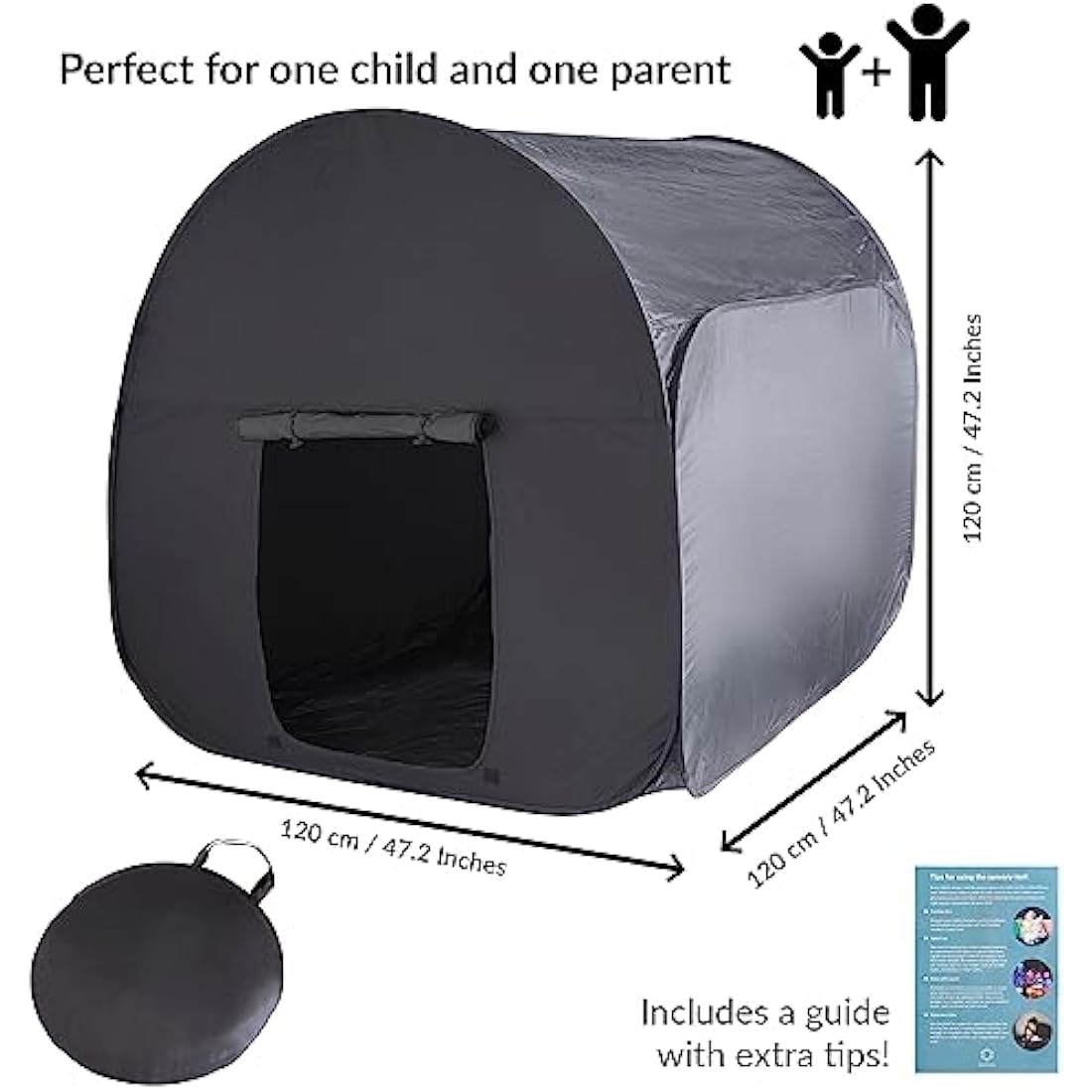 Sensory Tent | Calm Down Tent For Children To Play And Relax | Sensory Corner | Helps With Autism, SPD, Anxiety & Improve Focus | Black Out Sensory Tents For Autistic Children (120 Cm)