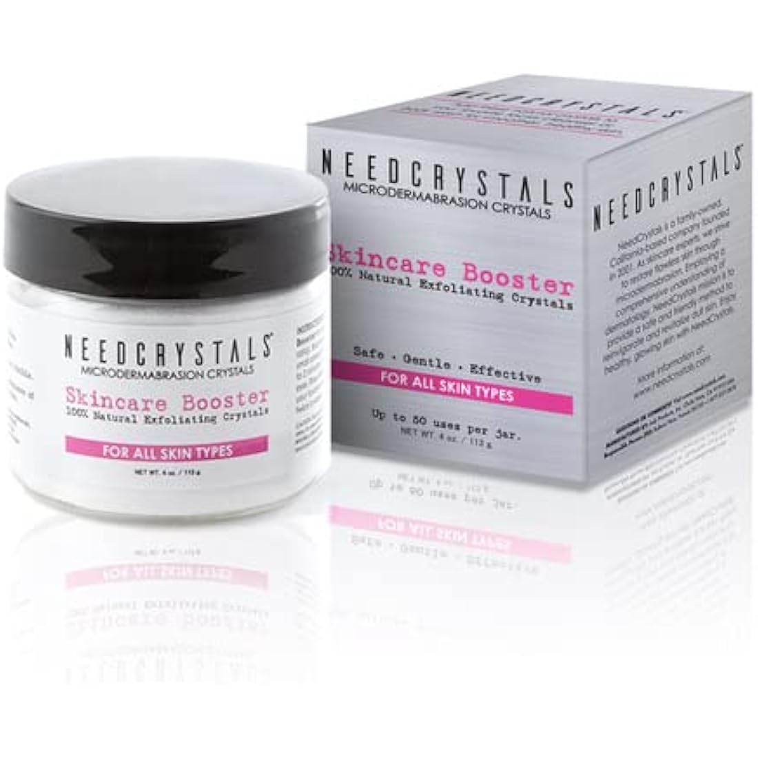 NeedCrystals Microdermabrasion Crystals, DIY Face Scrub. Natural Facial Exfoliator for Dull or Dry Skin Improves Scars, Blackheads, Pore Size, Wrinkles, Blemishes & Skin Texture. 113 Grams