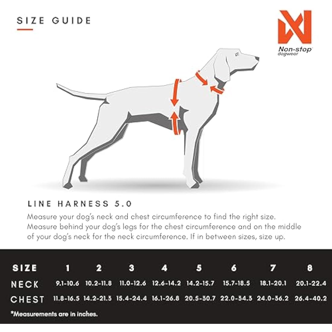 Nonstop Line Harness, Chest Harness, Guide Harness for Dogs, Adjustable Size (5, Orange)