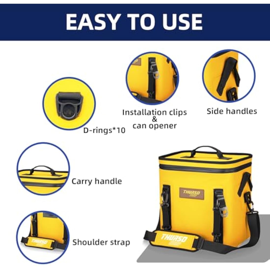 THURSO SURF Soft Cooler 24 Can Portable Ice Cooler Bag — 48 hr Insulation Leakproof & Airtight Waterproof Zipper Floating Beach Cooler for Travel Camping Kayak Paddleboard