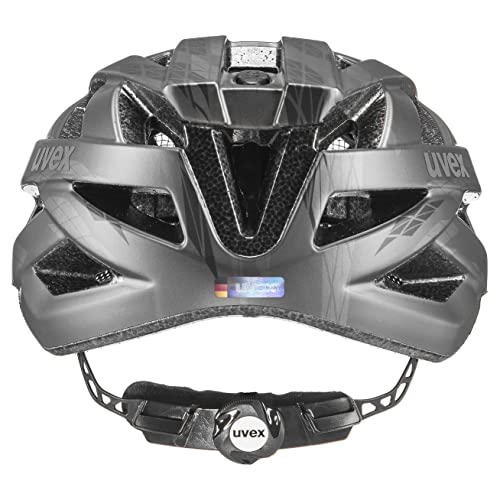 uvex i-vo cc - Lightweight All-Round Bike Helmet for Men & Women - Individual Fit - Upgradeable with an LED Light - Black-Smoke Matt - 52-57 cm