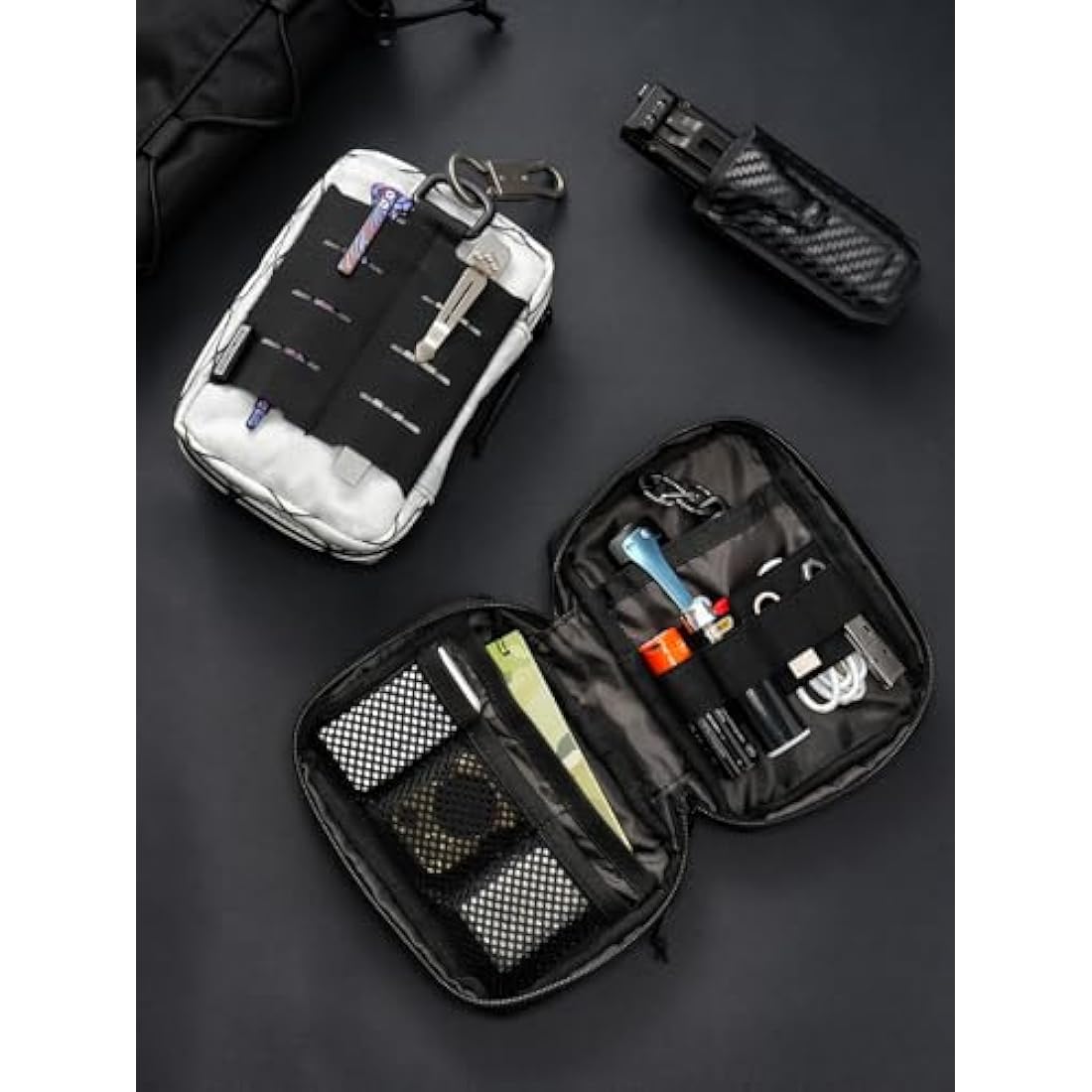 TACTICAL GEEK Compact Multi-Purpose MOLLE EDC Waist Pouch, Nylon Daily Utility Tool Organizer Bag X-White