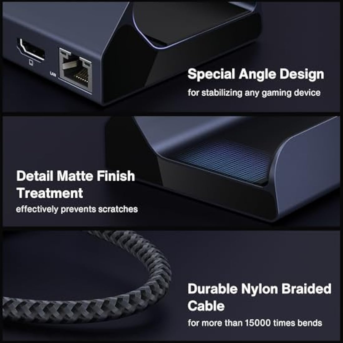 iVANKY 8-in-1 Docking Station for Valve Steam Deck OLED/ASUS ROG Ally X/Lenovo Legion Go/MSI Claw, ROG Alloy/Stream Deck Dock Hub with HDMI 4K@144Hz, Gigabit Ethernet, 3*USB-A 3.0, 100W USB-C Charge