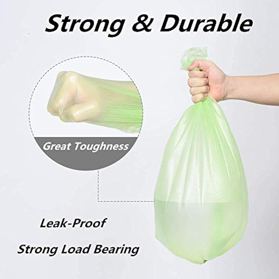 RTBQJ-AT 100% Biodegradable Bin Liners, 20L 100 Bags Biodegradable Food Waste Bags, Super Sturdy Bin Bags