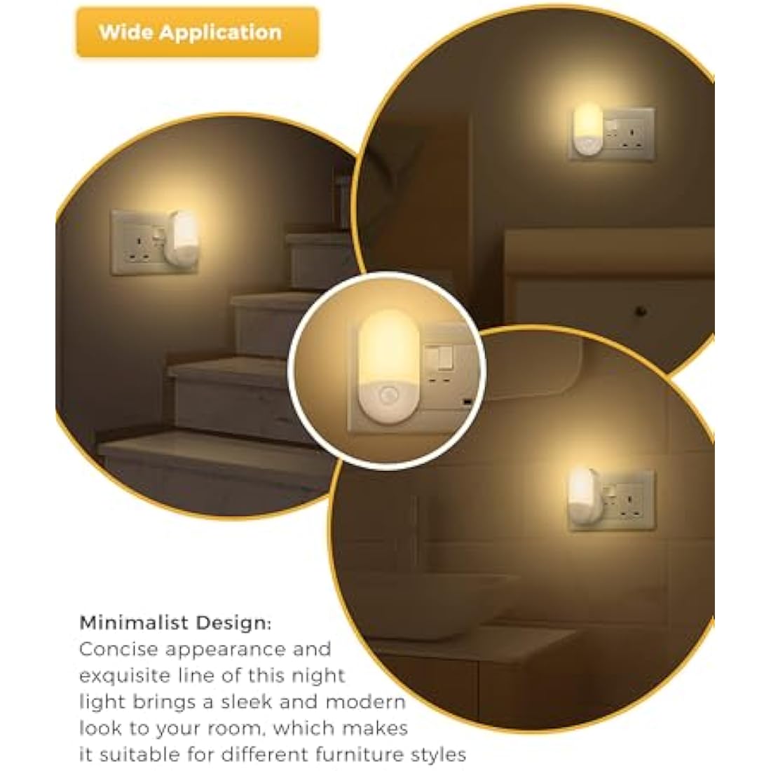LOHAS-LED Night Light, [2 Pack] Night Light Plug in Wall with Dusk to Dawn Photocell Sensor, Brightness Adjustable, 3000K Warm White, Nightlight for Hallway, Bedroom, Kitchen