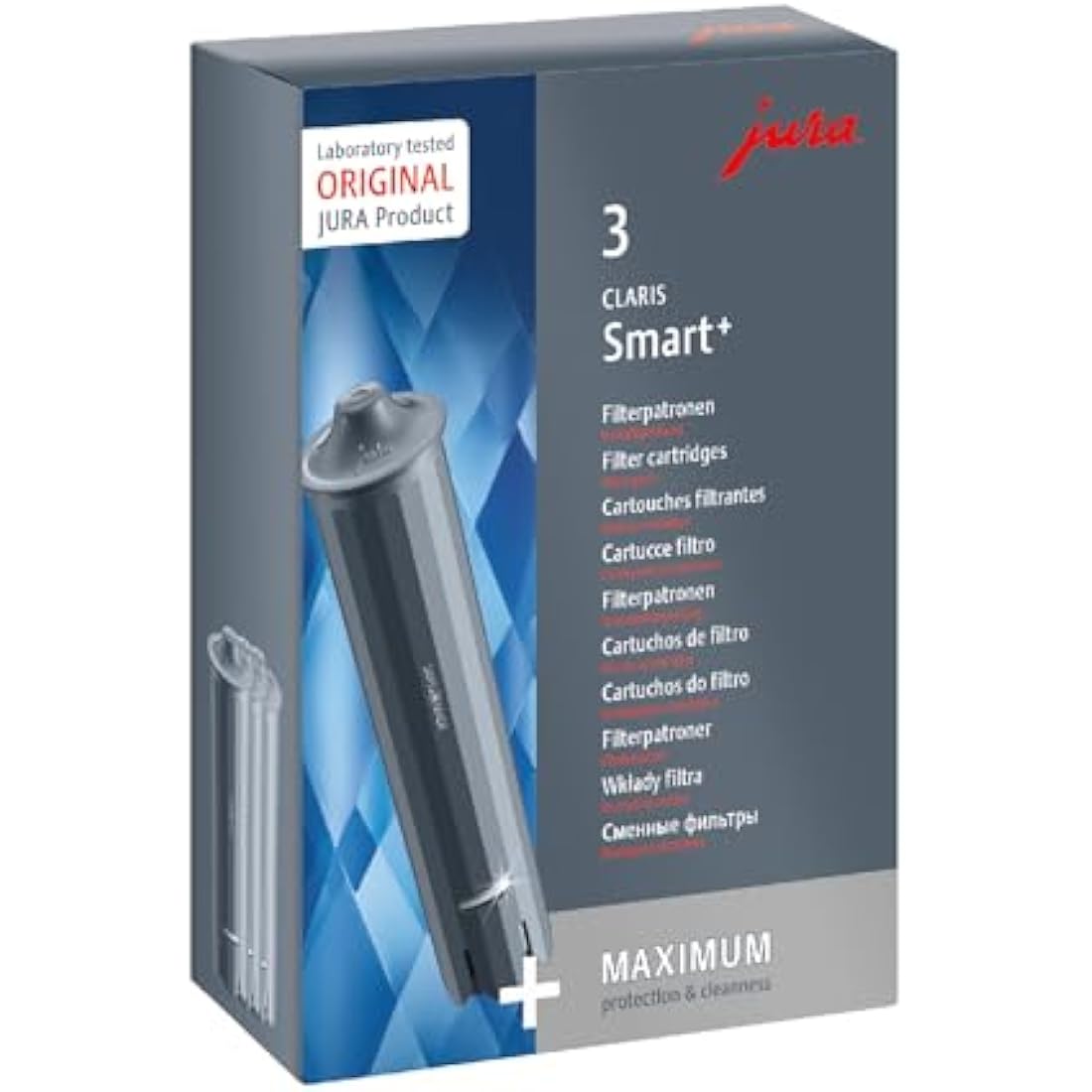 Jura 24233 Claris Smart+ Filter Cartridge Set of 3, Plastic, Gray