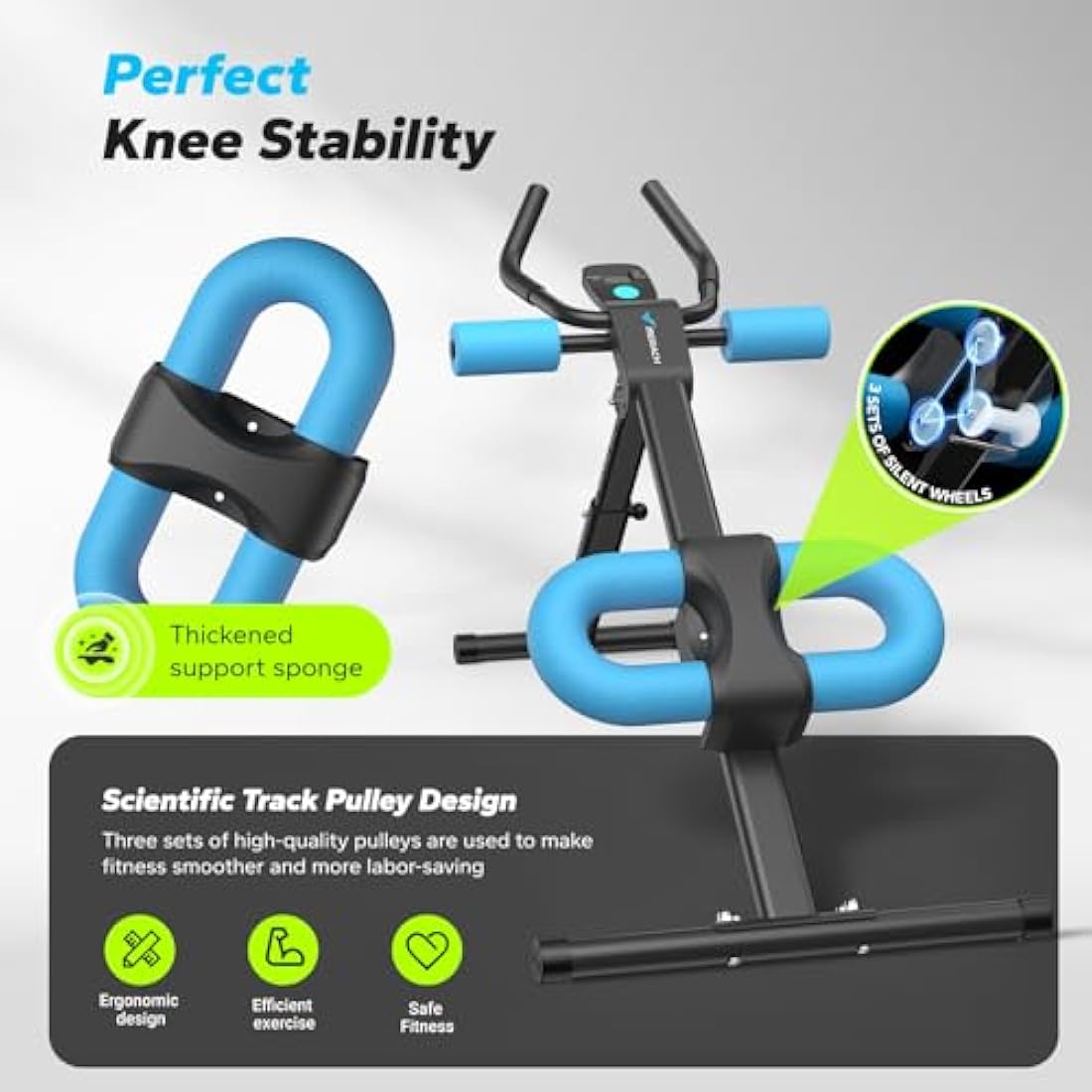 MERACH Ab Machine, Abs Workout Equipment, Adjustable Ab Trainer Machine for Abs Workout at Home Gym, Foldable, Knee Protection