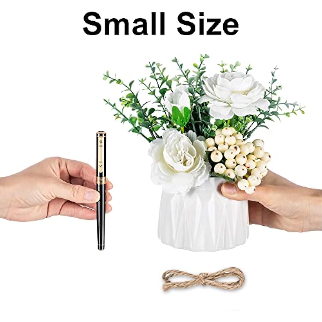 BLOSMON Artificial Flowers and Vase Decoration Fake Flower in Vases 2PCS Pink Plastic Rose Arrangements Table Floral Centrepieces Ornaments Plant Bouquet for Wedding Room Window Garden Party Display