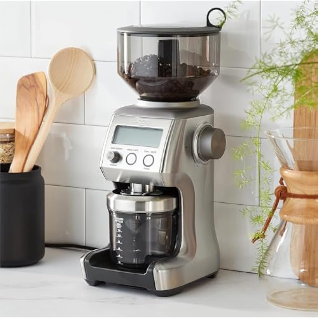 Sage - The Smart Grinder Pro - Conical Burr Coffee Grinder - Programmable, Automatic - 450g Coffee Bean Capacity, 60 Precise Grind Settings - Brushed Stainless Steel