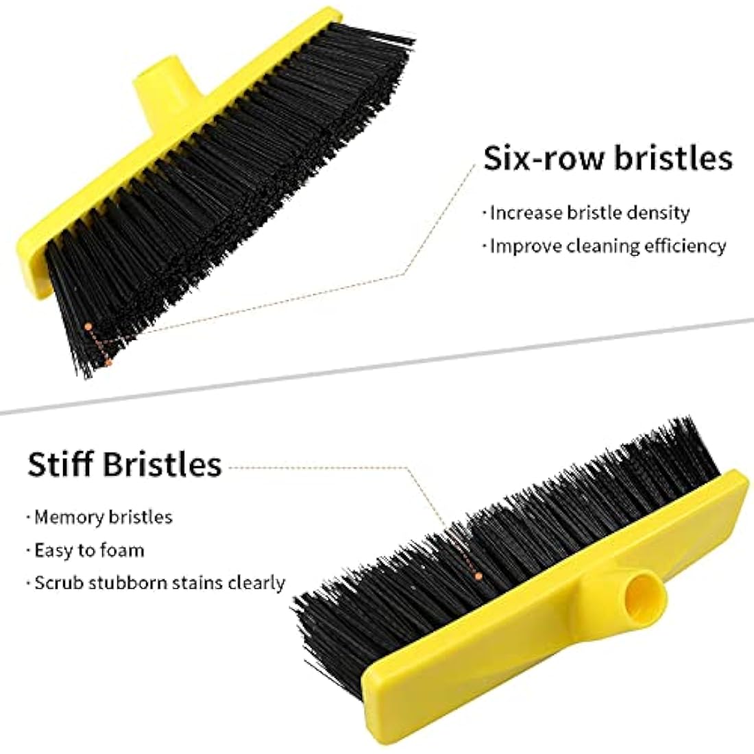 Yard Brush Heavy Duty Outdoor Concrete Broom Telescopic Long Handle with Stiff Bristles for Cleaning Scrubbing Deck Driveway Yard Patio Wood Stone Tile Garden Warehouse Leaves Lawn