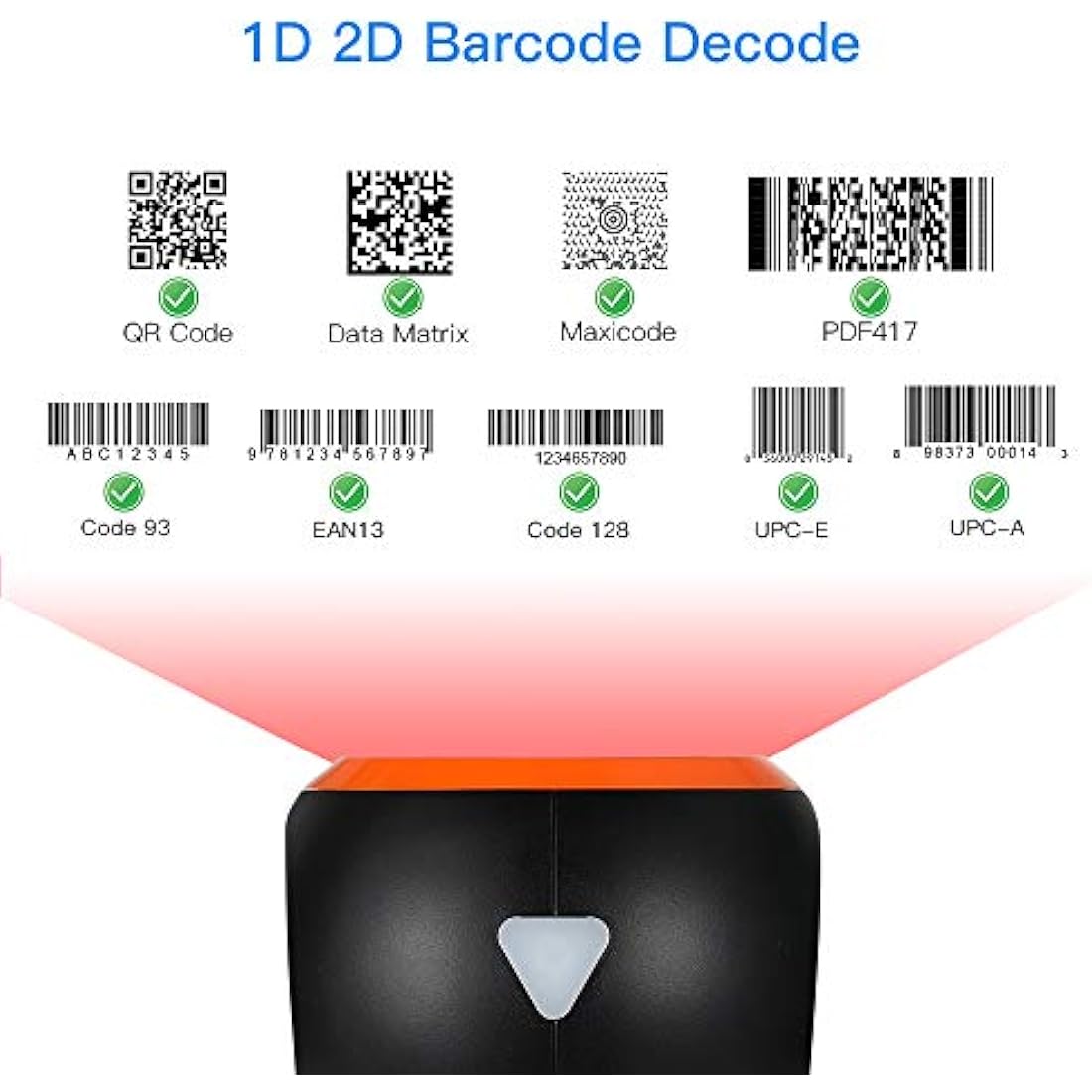Eyoyo Hands-Free 1D 2D Desktop Barcode Scanner, QR Barcode Reader Support Screen Scanning Platform Scanner for Warehouse, Supermarket, Retail store, Bookstore Pos System