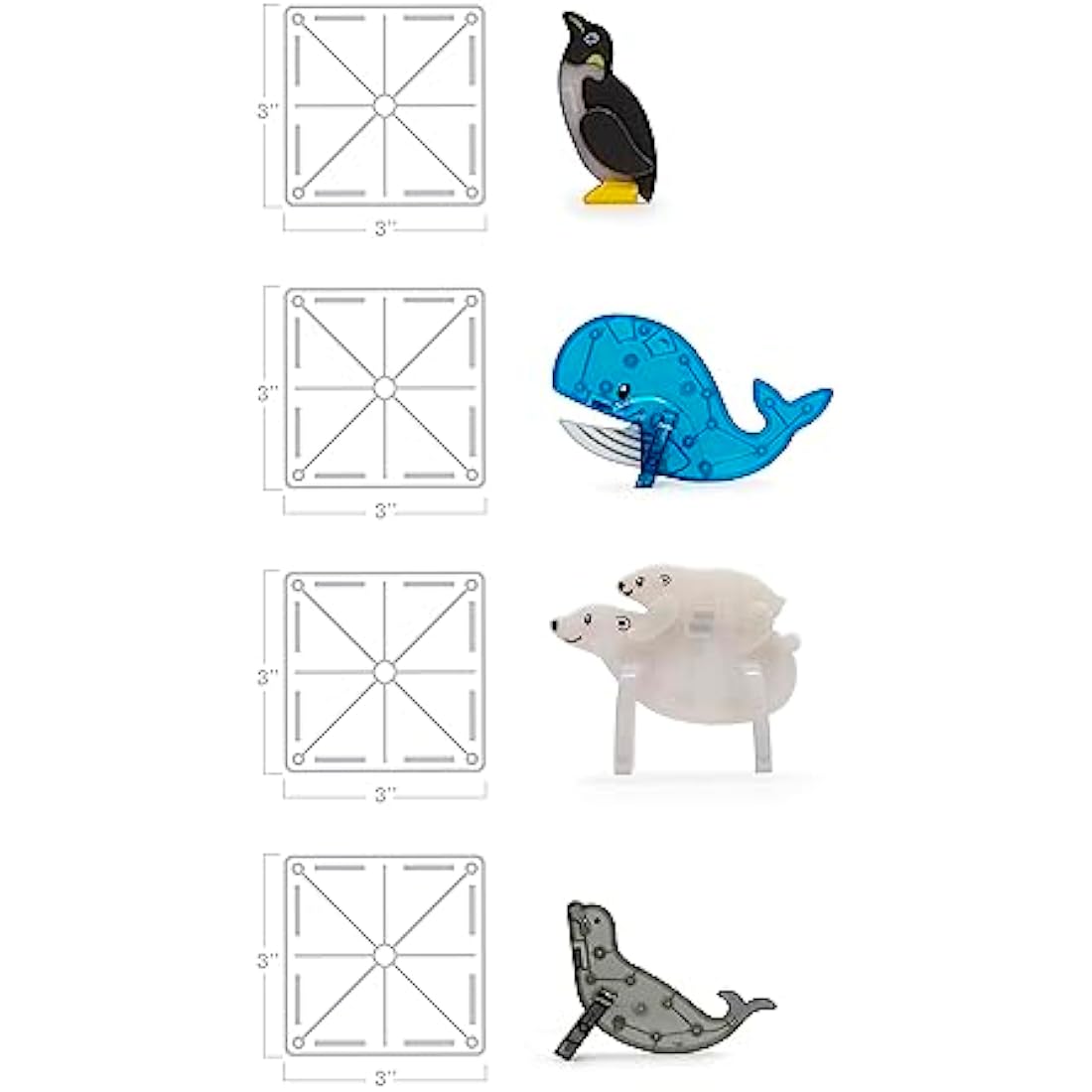 Magna-Tiles Arctic Animals 25-Piece Set - 3D magnetic building tiles, Clear Colours