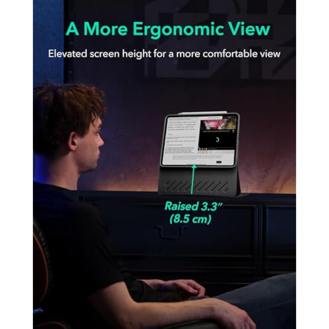 ESR for iPad Air 11 Inch Case (M3, 2025/M2, 2024), iPad Air 6th/5th/4th Generation Case, Removable Magnetic Cover, Adjustable Portrait/Landscape Stand with Raised Screen View, 9 Standing Angles, Black