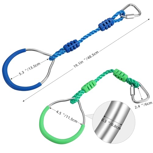 PELLOR Kids Monkey Bars and Gymnastic Rings - Multifunctional Backyard Playground Play Sets for Obstacle Ring, Trapeze Bar, Climbing Frame, and