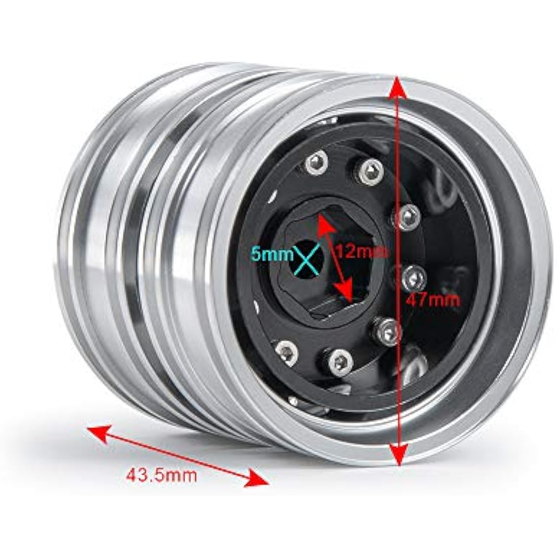 AXspeed Pack of 4 Metal Rear Wheel Rims for 1/14 RC Tamiya Tractor Climbing Trailer