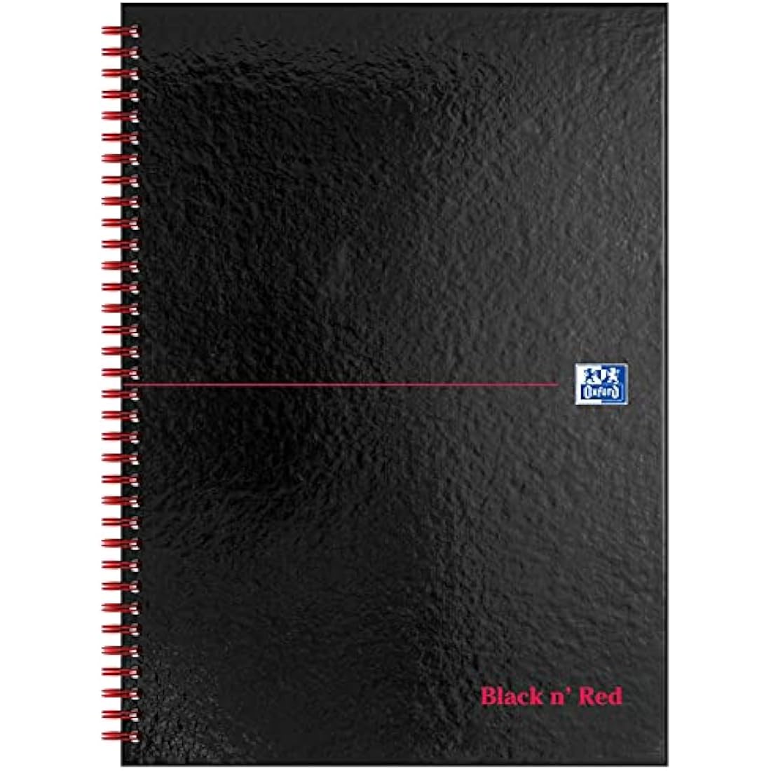 Oxford Black n' Red A4 Notebook, Glossy Hardback Wirebound, 140 pages, Lined (Pack of 5)