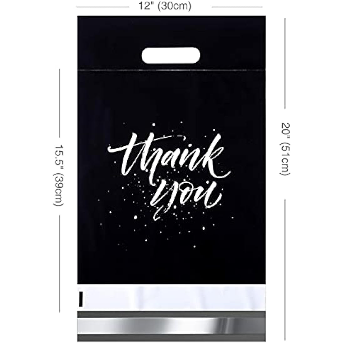 Switory 100Pcs Parcel Bags for Posting Clothes 305x394mm Postal Bags Shipping Bags with Handle Mailing Bags for Clothing Posting Bags with Self Adhesive 12X15.5 Package Bags Black - Thank You Design
