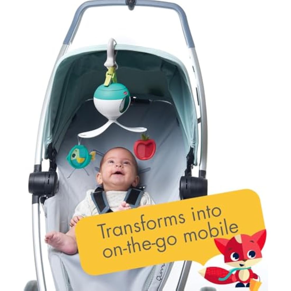 Tiny Love 2-in-1 Tummy Time Musical Mobile, 360° Rotating Baby Mobile with Music & Lights, 0+ Months, Portable Take-Along Stroller Mobile, Baby Musical Toy, 3 Music & Sound Modes, Meadow Days