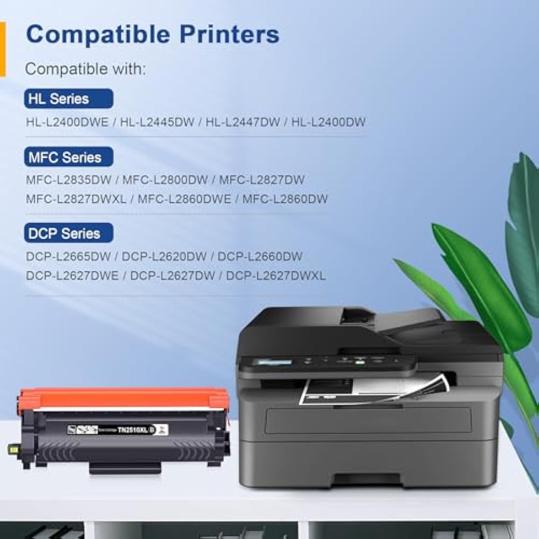 Palmtree TN2510XL TN2510 Toner TN 2510 TN-2510 Compatibile with Brother HL-L2400DWE HL-L2400DW HL-L2445DW DCP-L2627DWE MFC-L2800DW DCP-L2660DW DCP-L2665DW MFC-L2827DWXL MFC-L2860DWE MFC-L2835DW