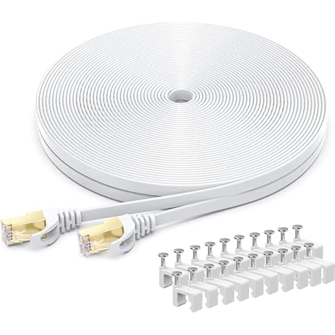 BUSOHE Cat 8 Ethernet Cable 40m, High Speed Flat Gigabit RJ45 Lan Network Cable, 40Gbps 2000Mhz Internet Patch Cord Compatible with Router, Modem, PC, Laptop, Printer
