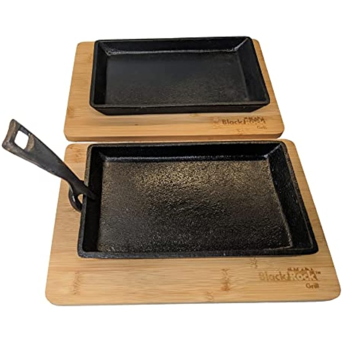 Black Rock Grill Cast Iron Skillet, Sizzler Plate, Fajita Skillet + Wooden Board 2 Set