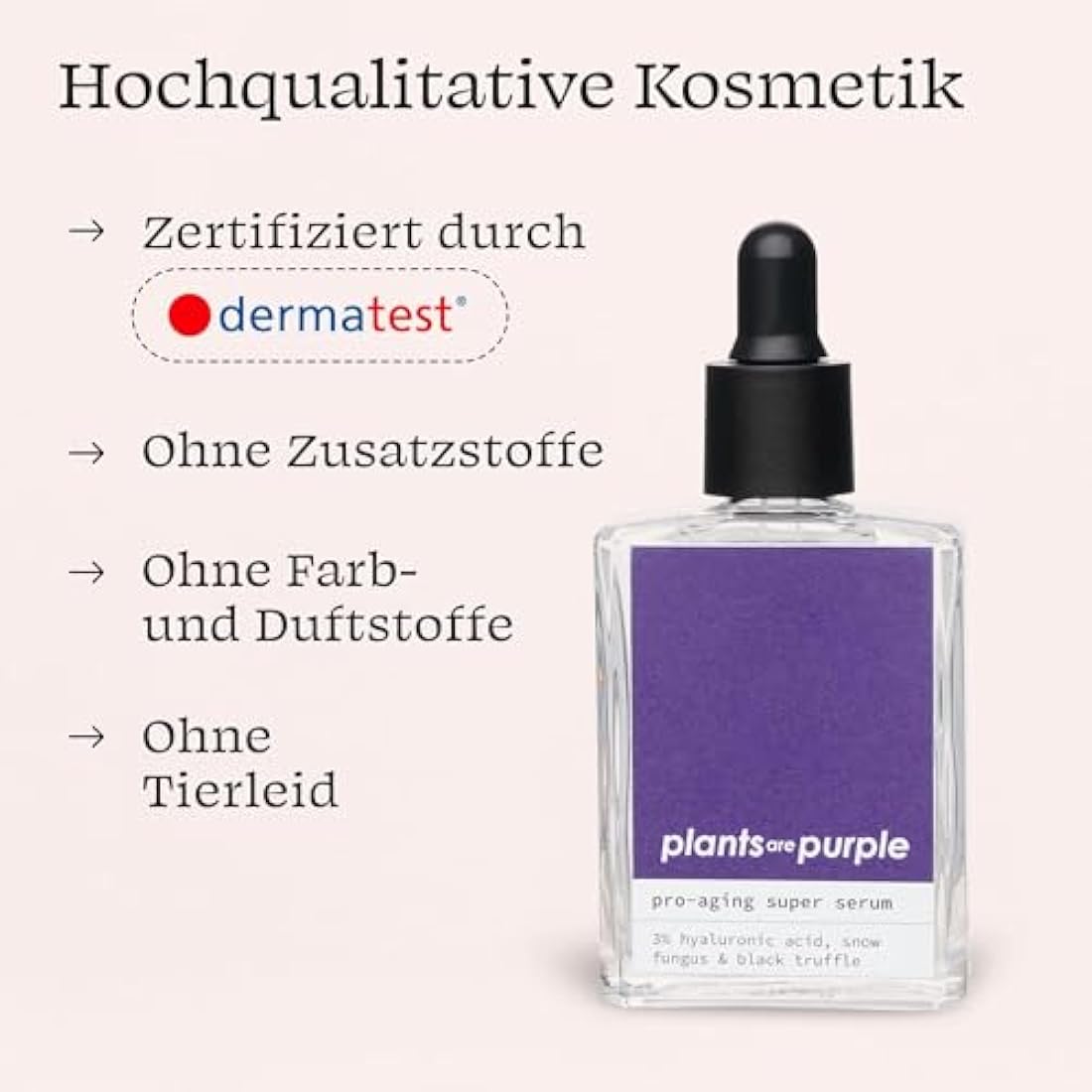 Pro Aging Serum - Natural Anti-Ageing Face Serum with Hyaluronic Acid + Vitamin C for All Skin Types - Vegan Natural Cosmetics without Additives - Hyaluronic Serum Plants Are Purple