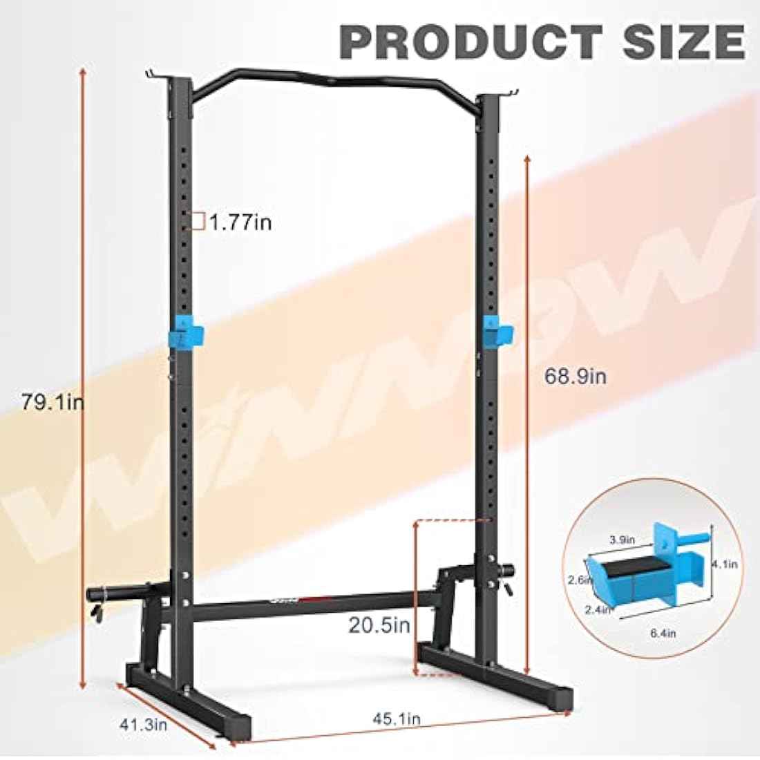 WINNOW Power Cage Multi-Functional Power Rack with J-Hooks, Dip Handles, Landmine Attachment and Optional Cable Pulley System for Home Gym