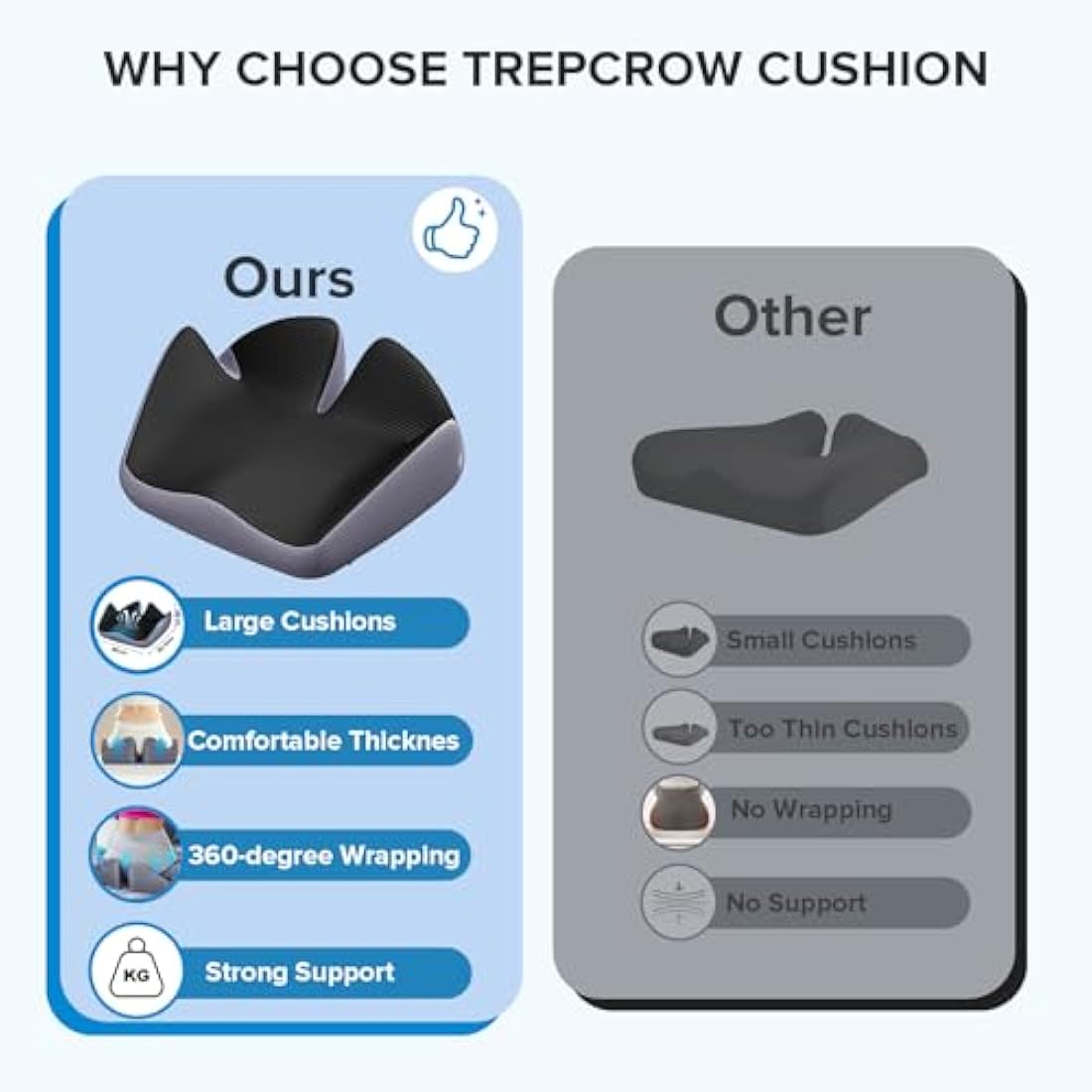 Memory Foam Seat Cushion for Relief Sciatica, Office Chair Cushion, Coccyx Cushion for Long Sitting, Ergonomic Orthopedic Cushion for Hip & Coccyx Pain Relief, Home, Car, Wheelchair, Gaming Chair