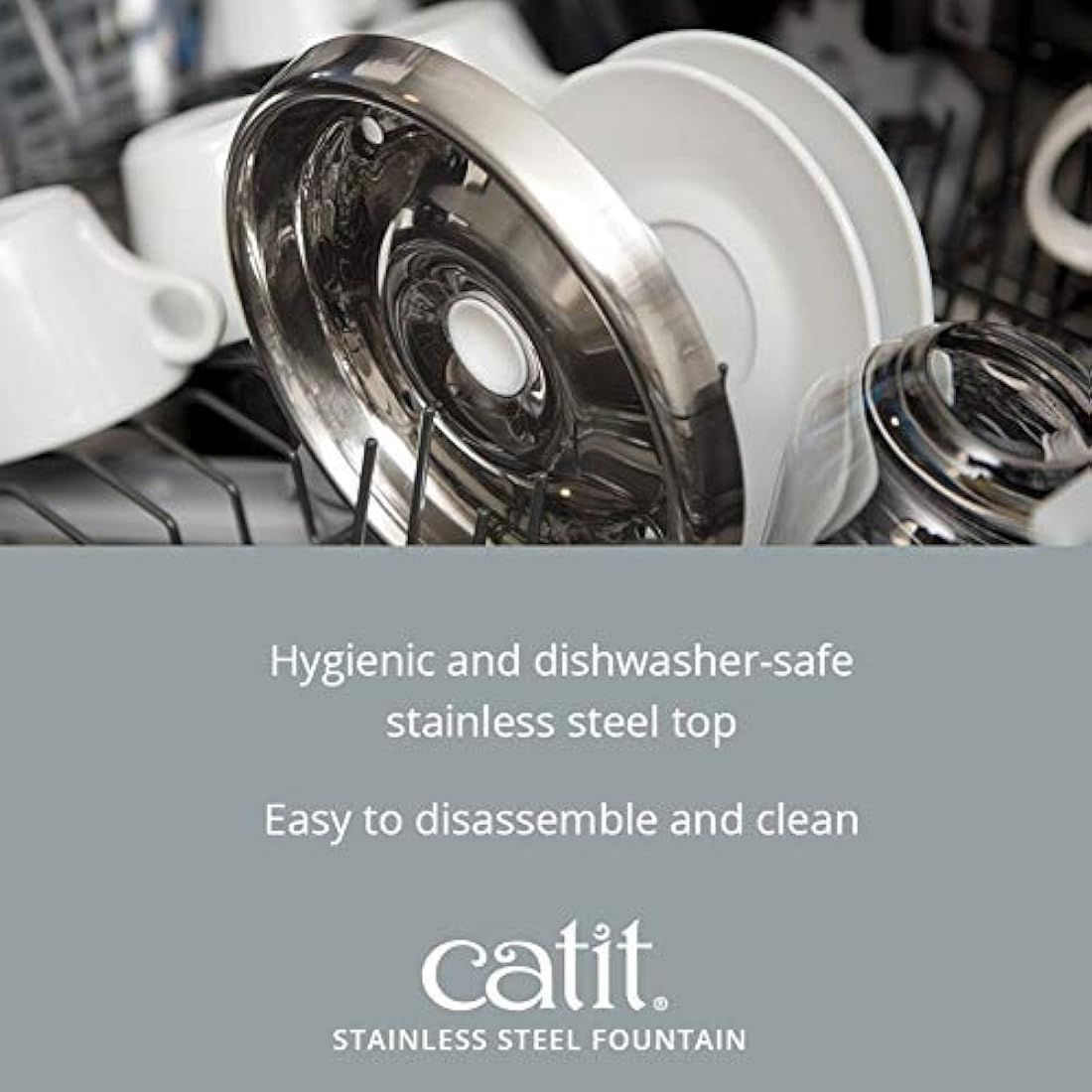 Catit Fresh and Clear Stainless Steel Fountain, White