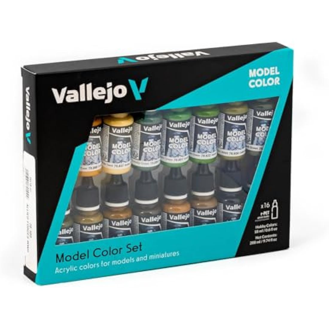Vallejo 70109 Model Color WWII Allies Acrylic Paint Set - Assorted Colours (Pack of 16) X17ml