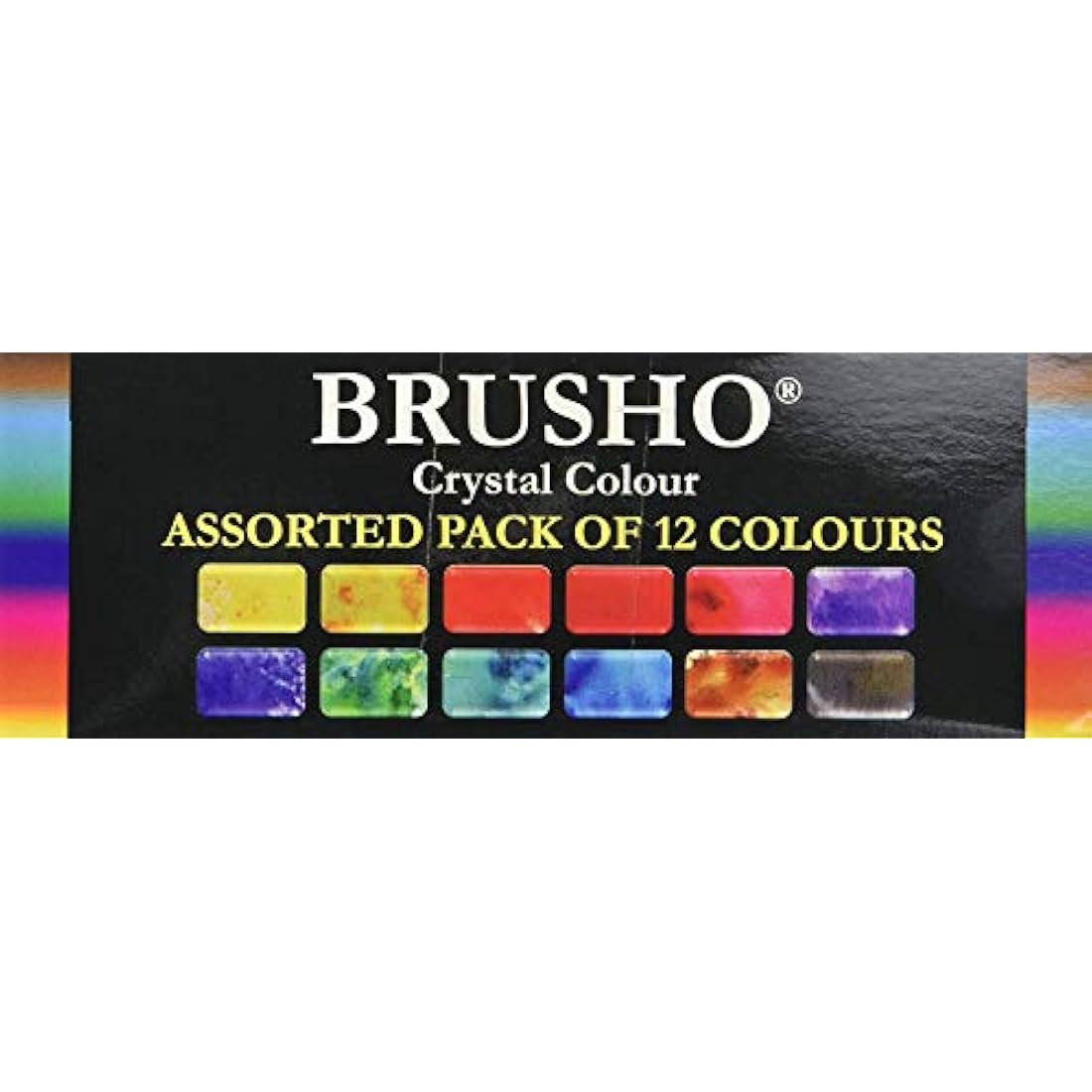 Brusho by Colourcraft BRU85000 Crystal Colour Assorted Pack of 12 Colours, 15 g, Orange,purple,turquoise,yellow