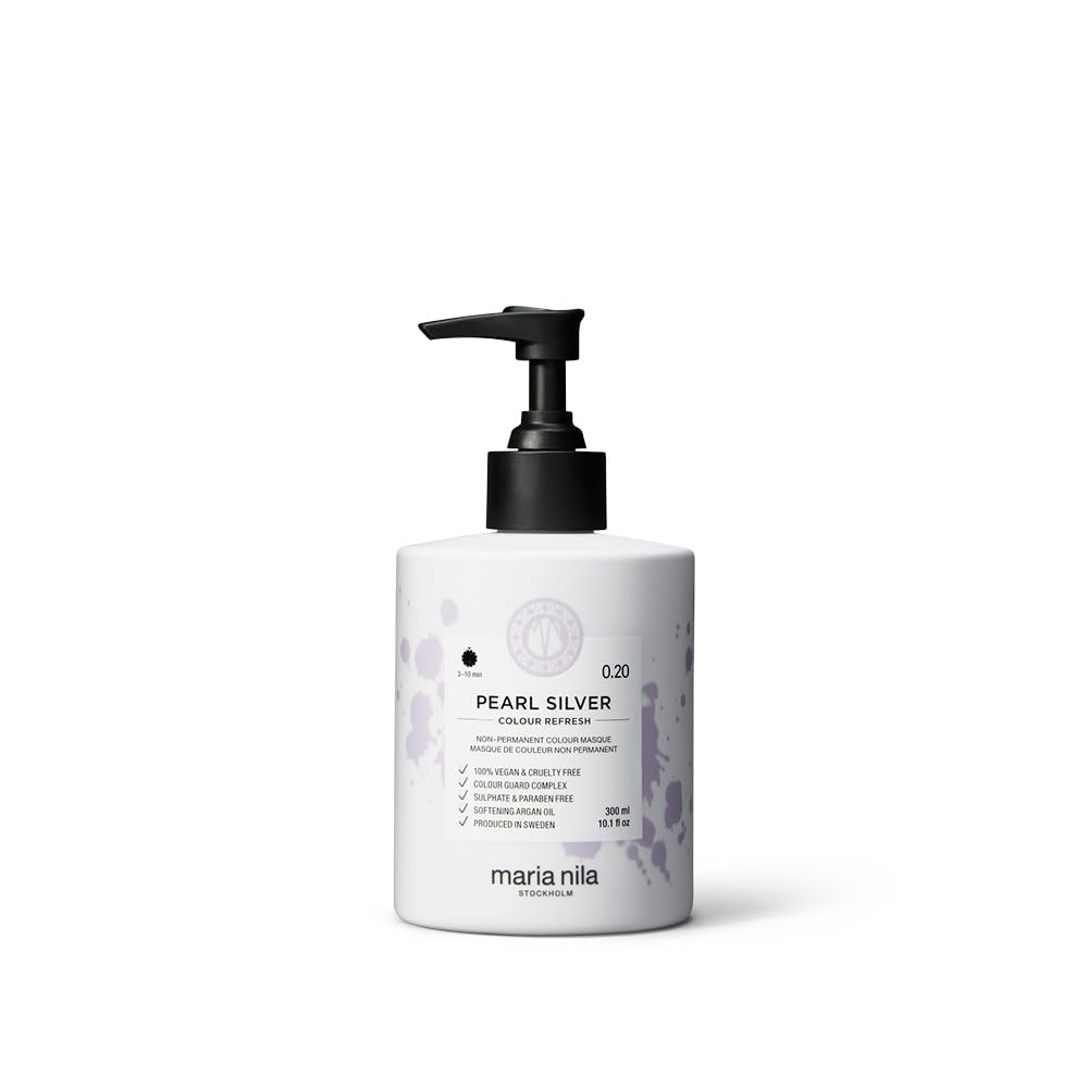 Maria Nila Colour Refresh, Pearl Silver 300 ml, Silver Violet Hair Mask, Semi-Permanent Pigments, 100% Vegan & Sulfate/Paraben free