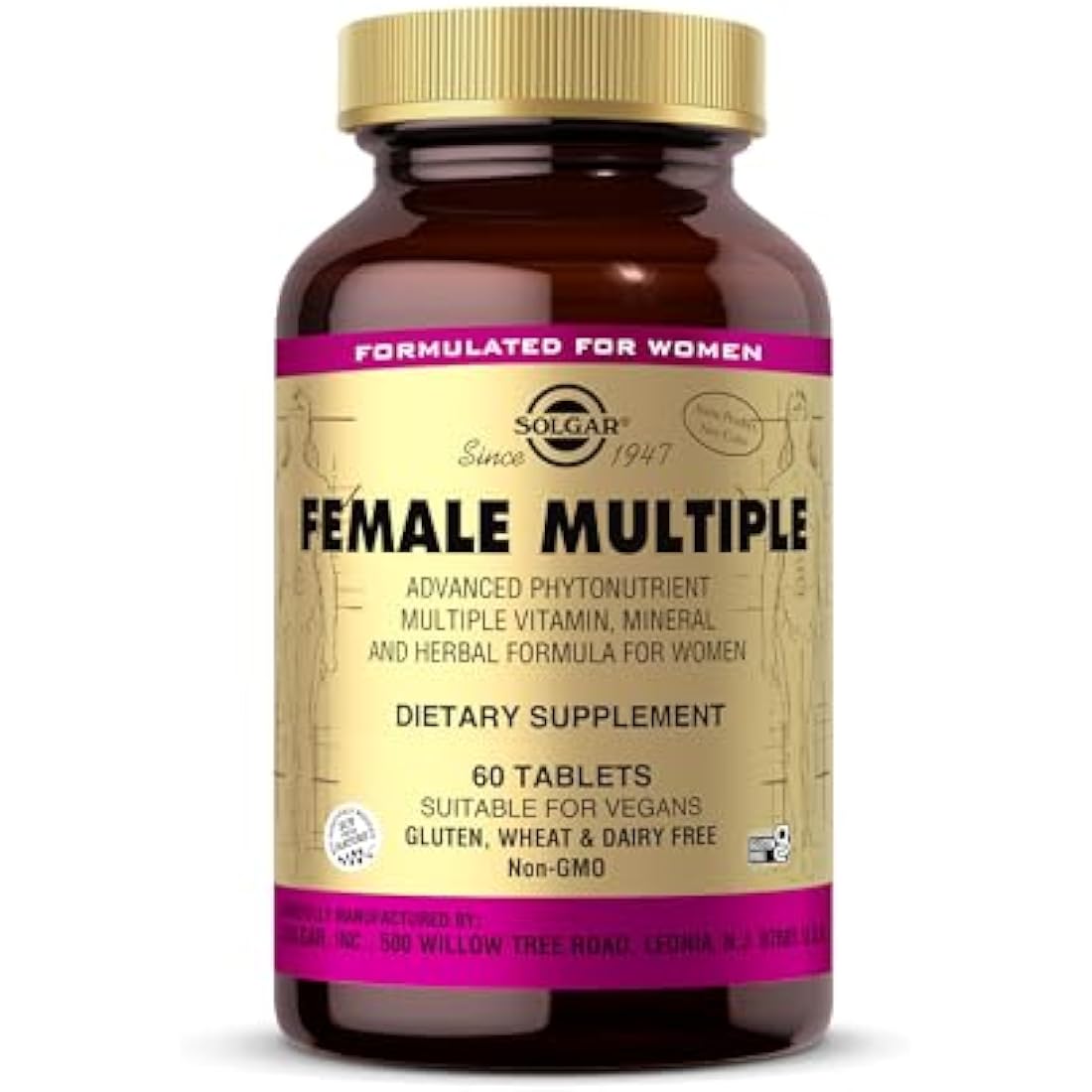 Solgar Female Multiple Tablets - Pack of 60 - With 27 Key Nutrients for Daily Wellbeing - With Vitamin C, B12, Iron and Folic Acid - Vegan
