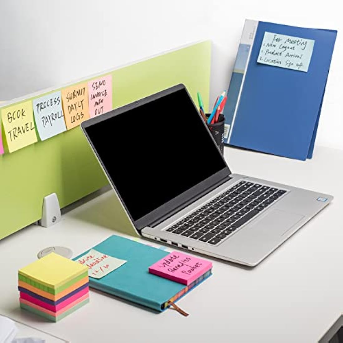 ZCZN 48 Pads Sticky Notes, 76 x 76 mm, 100 Sheets/Pad, 6 Bright Colours Self-Stick Note Pads for Reminders, Value Pack