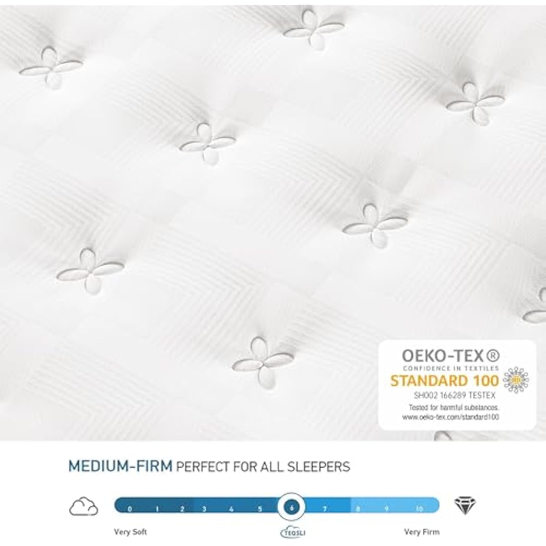 TeQsli 3FT Single Mattress 10 Inch Gel Memory Foam Pocket Spring Hybrid Mattress Medium Firm Orthopedic - Edge Support & OEKO-TEX Certified in a Box 90x190x25cm