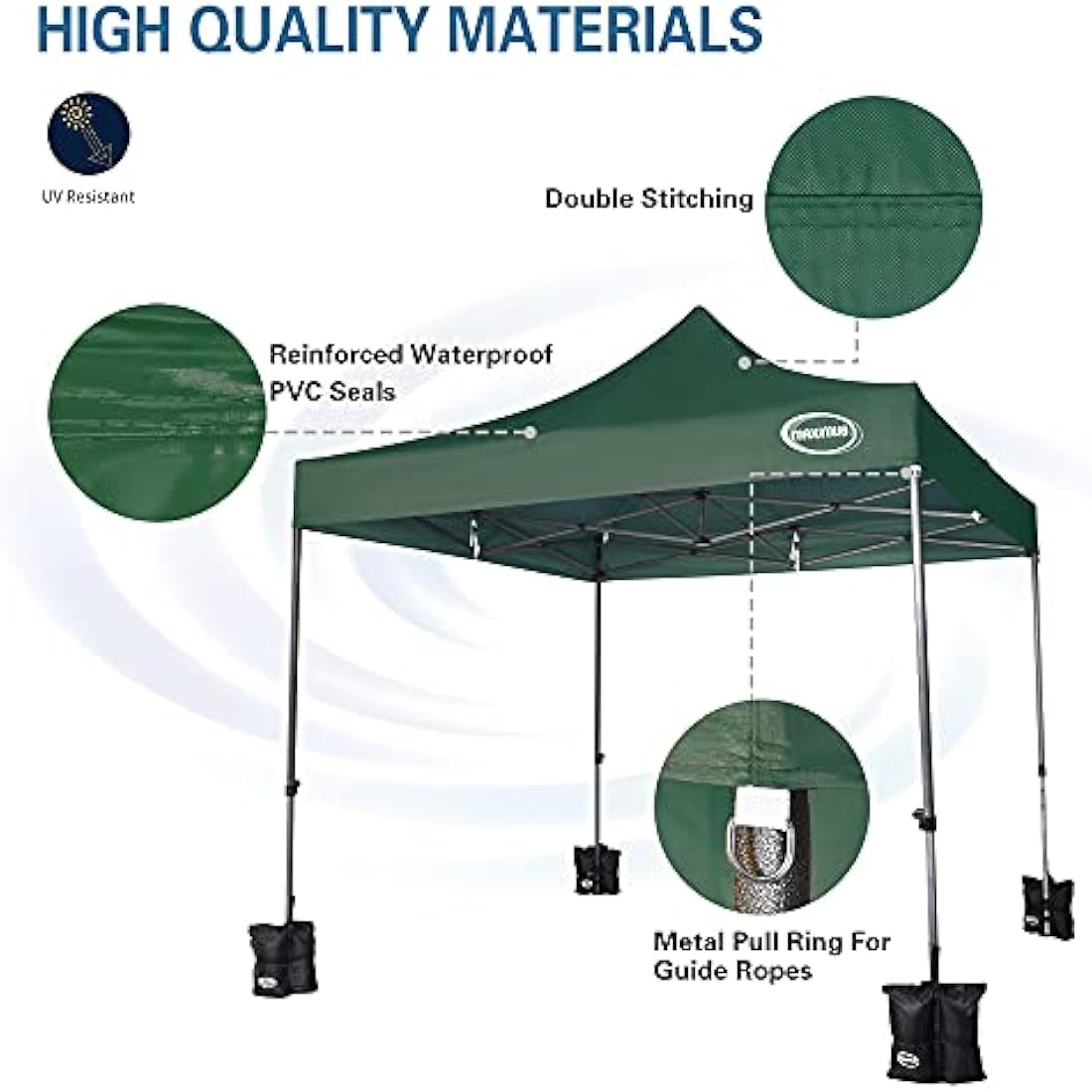 MAXIMUS® Heavy Duty Gazebo 3m x 3m commercial Gazebo Market Stall Pop Up Tent With 4 Sides (Green)