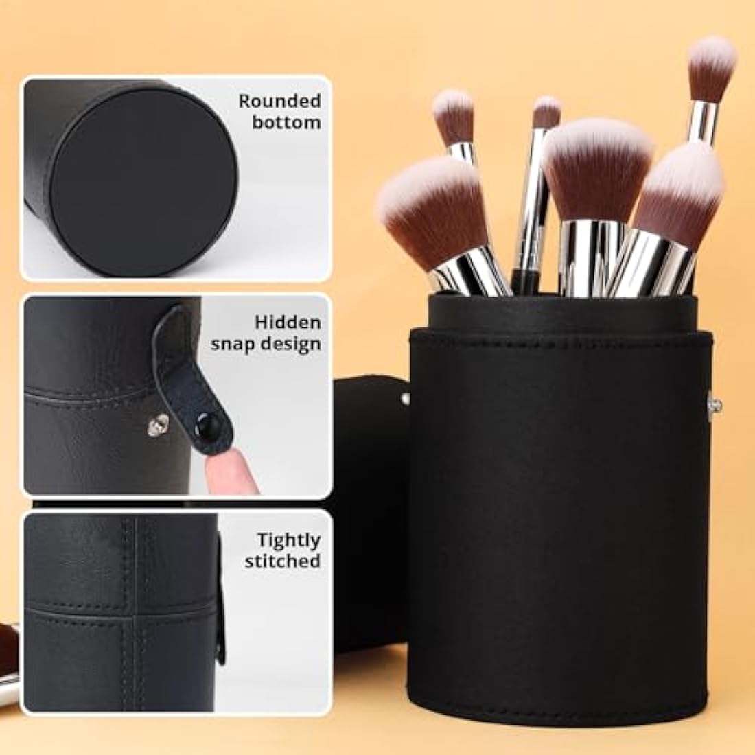 BEAKEY Makeup Brushes, Foundation Brushes, Blending Face Powder Blush Eyeshadow Brushes, Gift for Ladies and Girls, Brush Sets with Two Sponges (10+2pcs, with Black Brush Case)