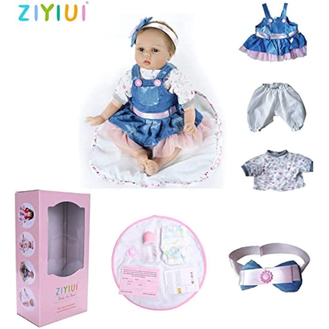 ZIYIUI Realistic Baby Doll With Accessories 22-Inch Handmade Reborn Baby Dolls 55cm Reborn Dolls Girl Boys & Girls Toy Gift Lifelike Baby Doll Soft Silicone Vinyl Cotton Material, Ages 3+