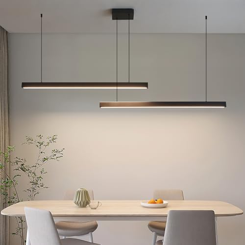 Mikeru Modern Kitchen Island Pendant Lighting, 180cm Hanging Pendant Light Dimmable 10% to 100% Pool Table Lights Put Together Ceiling Lights 3000K/4500K/6500K Linear Chandelier for Living Room