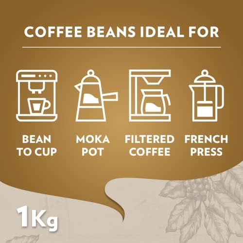 Lavazza, Qualità Oro, Coffee Beans, Ideal for Bean to Cup Machine and a Filter Coffee Machine, with Fruity and Flowery Aromatic Notes, 100% Arabica, Intensity 5/10, Medium Roast, 1 Kg