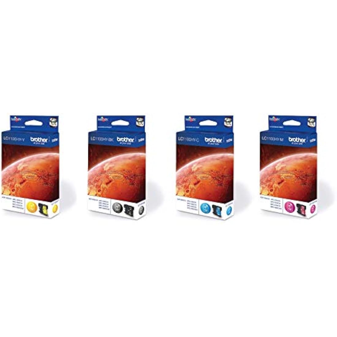 Brother LC-1100HYBK/LC-1100HYC/LC-1100HYM/LC-1100HYY Inkjet Cartridge, Black/Cyan/Magenta/Yellow, Multi-Pack, High Yield, Includes 4 x Inkjet Cartridges, Brother Genuine Supplies