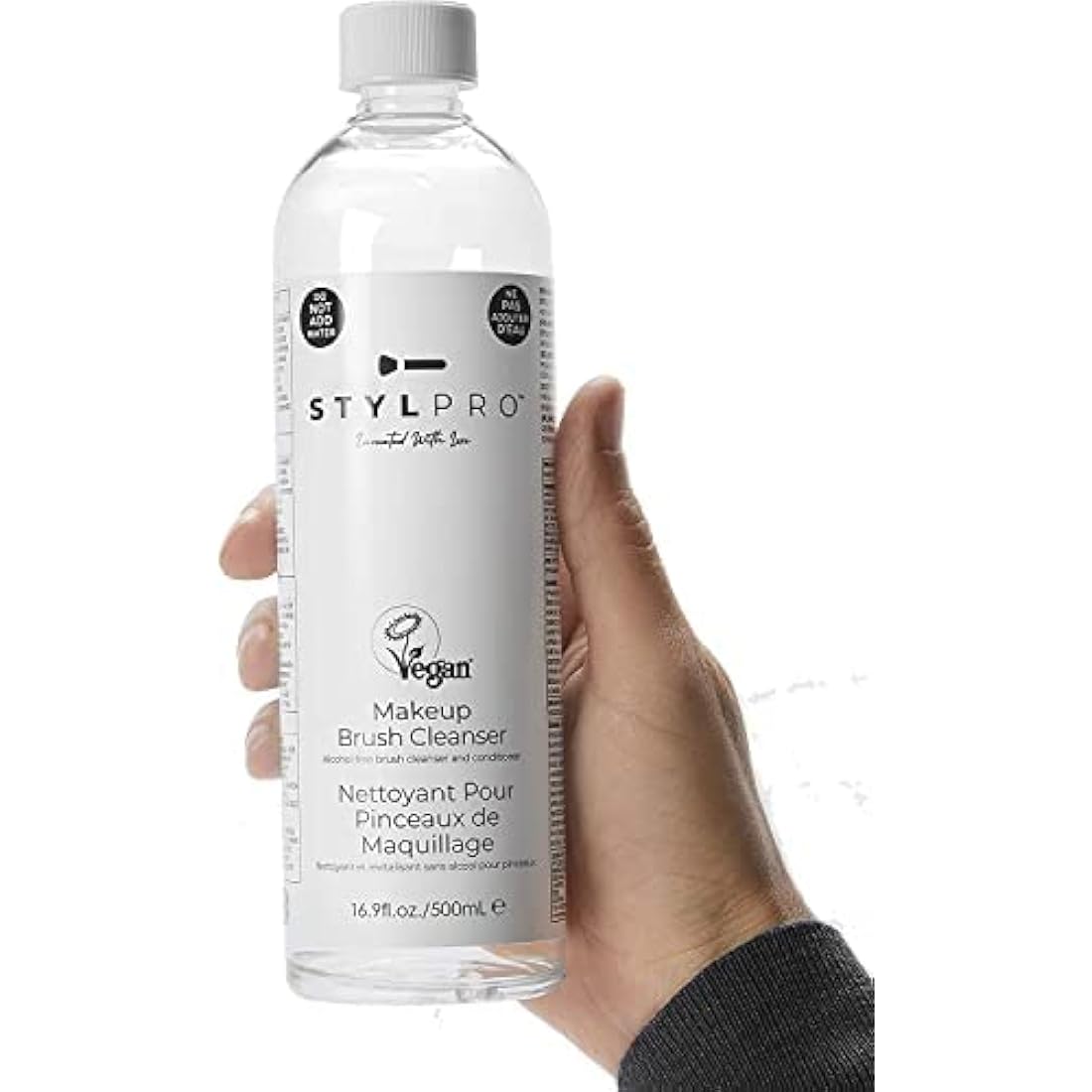 STYLPRO Makeup Brush Cleanser (2x 500ml bottles), Makeup Brush Cleaning Liquid to use with our Award Winning Makeup Brush Cleaner and Dryer Machine, Cleans Oily Makeup From Makeup Brushes