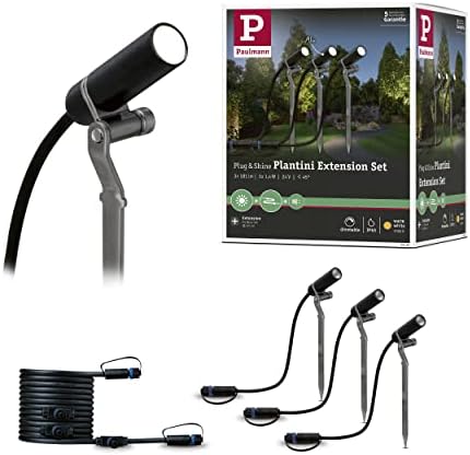Paulmann 94156 Outdoor Plug & Shine Spotlight Plantini ext. Set 3000K 3x2.5W 24V 40° Anthracite alu, Aluminium, Integriert, 7.5 W, 2.1 x 7.7 x 22.3 cm