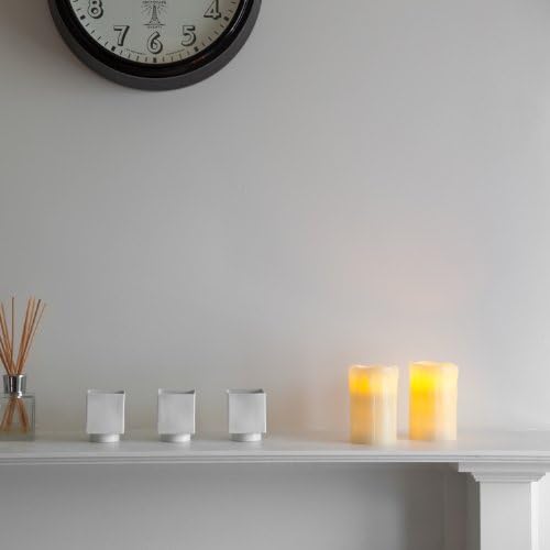 Lights4fun Set of 2 Flameless Dripping Wax Church Pillar Battery Operated LED Candles with Timer
