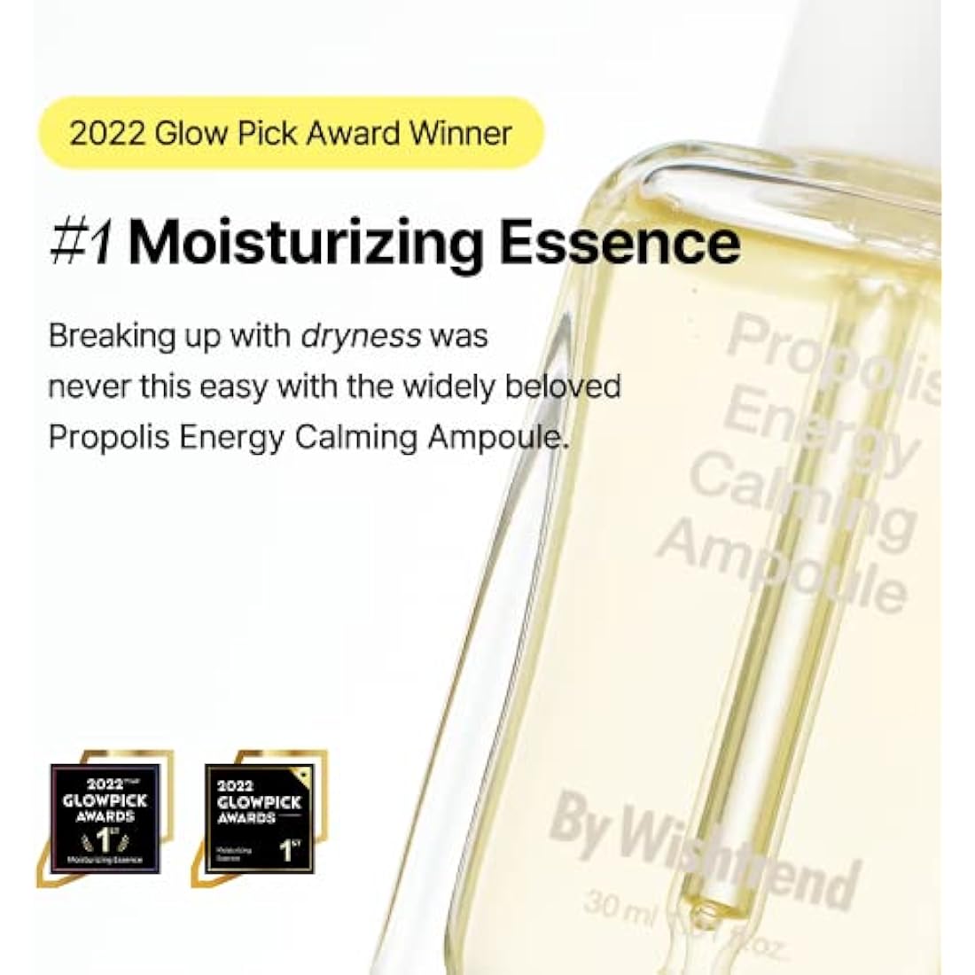 BY WISHTREND Propolis Energy Calming Ampoule 30ml 1.02 Fl Oz - Prevent Blemishes, Hydration, Hyperpigmentation, Ideal for Sensitive, Troubled Skin, Light Propolis ampoule