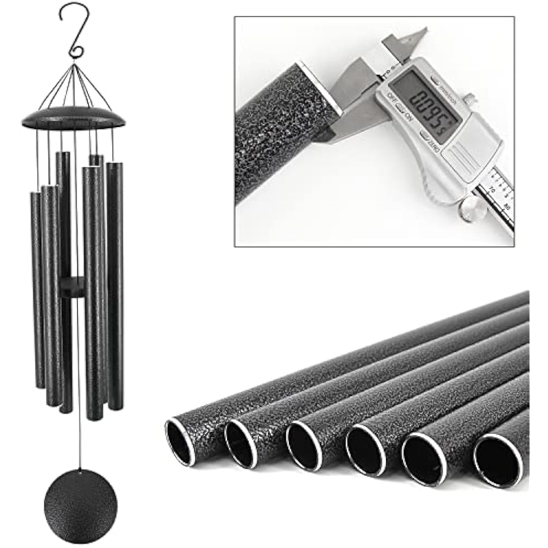 ASTARIN Wind Chimes Outdoor, 45-Inch Memorial Wind Chimes with 6 Heavy Tubes, Unique Outdoor Decor, Sympathy Gifts, Antique Silver