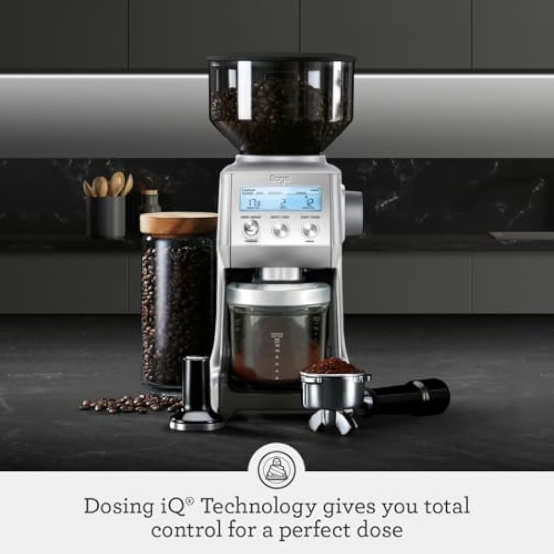 Sage - The Smart Grinder Pro - Conical Burr Coffee Grinder - Programmable, Automatic - 450g Coffee Bean Capacity, 60 Precise Grind Settings - Brushed Stainless Steel