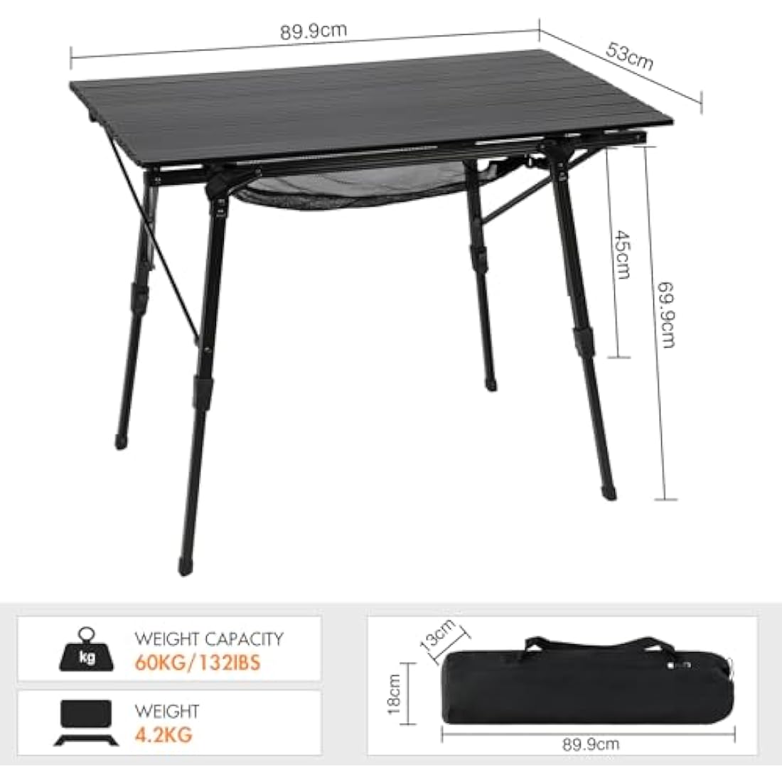Portal Camping Tables That Fold up Picnic Table Folding Portable with Height Adjustable Legs Collapsible Table 3ft Aluminium Rollup Outdoor Table Lightweight Foldable for Beach Fishing Garden BBQ