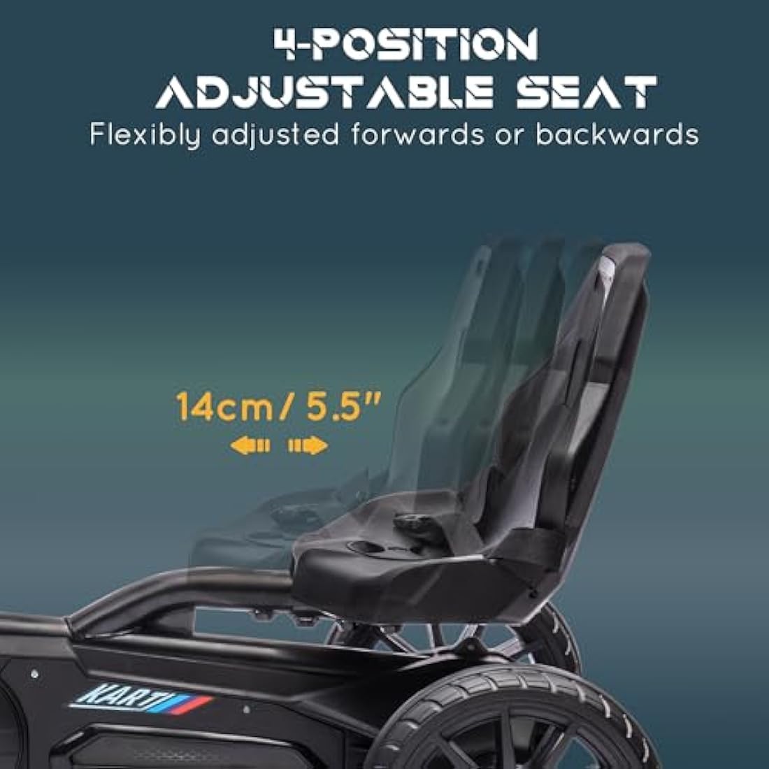 HOMCOM Children Pedal Go Kart, Kids Ride On Racer with Adjustable Seat, Swing Axle, Shock Absorption EVA Tyres, Handbrake, for Ages 3-8 Years, Black